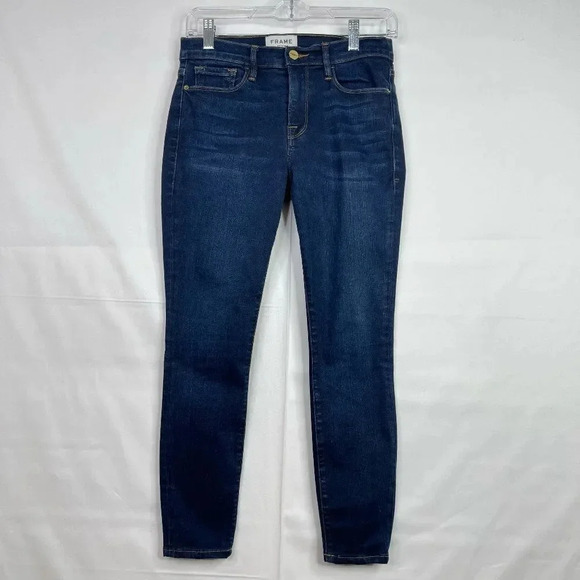 Frame Denim Le Skinny de Jeanne Dark Wash Jeans - Picture 1 of 10
